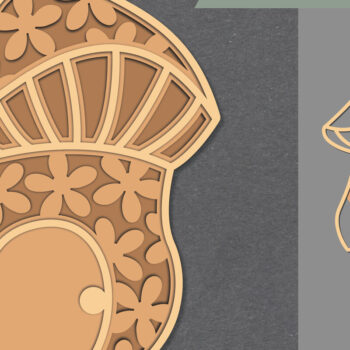 Intra απο ξύλο plywood Χρώμα wenge 3mm-4mm πάχος - Flowers Mushroom House Lasercut Δίασταση 20x20 cm INTRAFABR-113844891 - Image 1