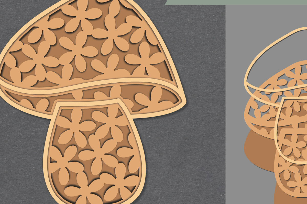 Intra απο ξύλο plywood  Χρώμα wenge 3mm-4mm πάχος - Λουλούδια Μανιτάρι Διακόσμηση Lasercut Δίασταση 20x20 cm INTRAFABR-113844899