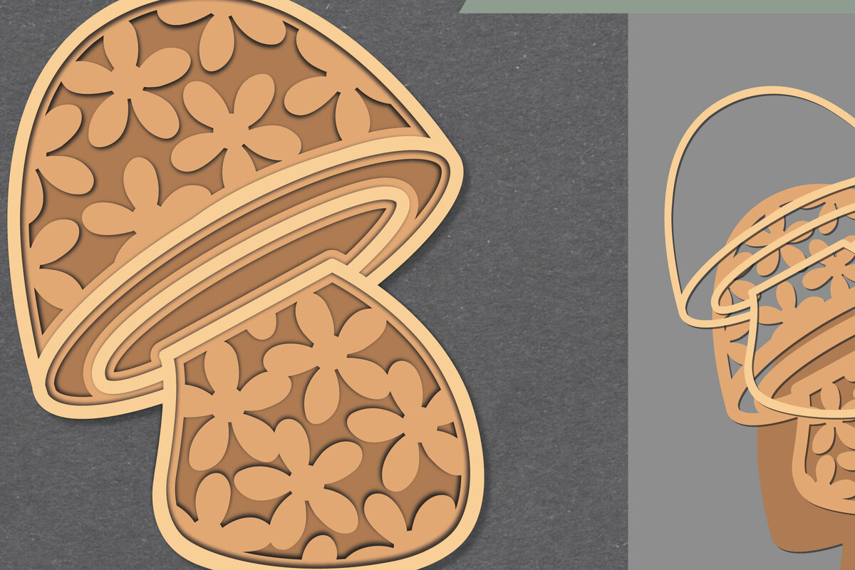 Intra απο ξύλο plywood  Χρώμα wenge 3mm-4mm πάχος - Λουλούδια Μανιτάρι Διακόσμηση Lasercut Δίασταση 20x20 cm INTRAFABR-113844903