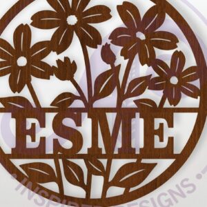 Intra απο ξύλο plywood  Χρώμα wenge 3mm-4mm πάχος - Σήμα ονόματος λουλουδιών Laser Δίασταση 30x20 cm INTRAFABR-113844912