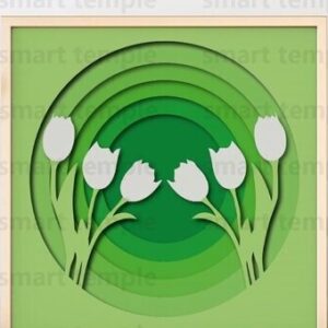 Intra απο ξύλο plywood  Χρώμα wenge 3mm-4mm πάχος - Flowers Papercutting , Tulip Flowers Δίασταση 30x20 cm INTRAFABR-100440496