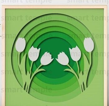 Intra απο ξύλο plywood  Χρώμα wenge 3mm-4mm πάχος - Flowers Papercutting , Tulip Flowers Δίασταση 30x20 cm INTRAFABR-100440496 - Image 1