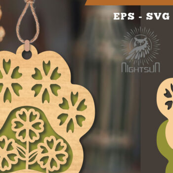 Intra απο ξύλο plywood  Χρώμα wenge 3mm-4mm πάχος - Στολίδι Flowers Paw 3 Δίασταση 6x6 cm INTRAFABR-111562095 - Image 1