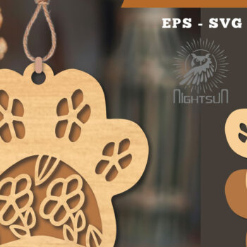 Intra απο ξύλο plywood  Χρώμα wenge 3mm-4mm πάχος - Στολίδι Flowers Paw 4 Δίασταση 6x6 cm INTRAFABR-111562116 - Image 1