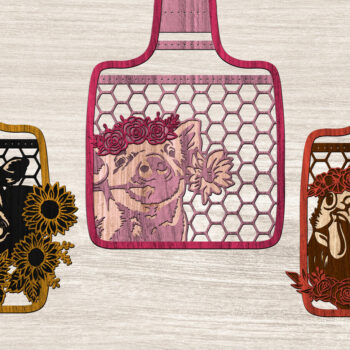 Intra απο ξύλο plywood  Χρώμα wenge 3mm-4mm πάχος - Στάση σκουλαρικιών πουλερικών με λουλούδια Δίασταση 20x20 cm INTRAFABR-111562167 - Image 1