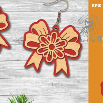 Intra απο ξύλο plywood  Χρώμα wenge 3mm-4mm πάχος - Σκουλαρίκια κομμένα με λέιζερ κορδέλα Flowers Δίασταση 3x3 cm INTRAFABR-111562276 - Image 1