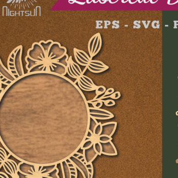 Intra απο ξύλο plywood Χρώμα wenge 3mm-4mm πάχος - Λουλούδια Στρογγυλή διακόσμηση κομμένη με λέιζερ 3 Δίασταση 20x20 cm INTRAFABR-111562422 - Image 1