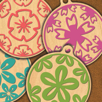 Intra απο ξύλο plywood  Χρώμα wenge 3mm-4mm πάχος - Στρογγυλό στολίδι με λουλούδια 2 Δίασταση 6x6 cm INTRAFABR-111562532 - Image 1