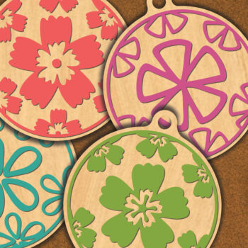 Intra απο ξύλο plywood  Χρώμα wenge 3mm-4mm πάχος - Στρογγυλό στολίδι με λουλούδια 3 Δίασταση 6x6 cm INTRAFABR-111562552 - Image 1