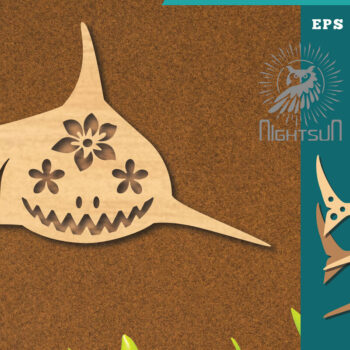 Intra απο ξύλο plywood  Χρώμα wenge 3mm-4mm πάχος - Flowers Shark Decoration 1 Δίασταση 20x20 cm INTRAFABR-112401855 - Image 1