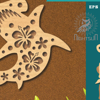 Intra απο ξύλο plywood  Χρώμα wenge 3mm-4mm πάχος - Flowers Shark Decoration 2 Δίασταση 20x20 cm INTRAFABR-66299278 - Image 1