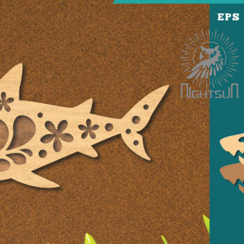 Intra απο ξύλο plywood  Χρώμα wenge 3mm-4mm πάχος - Flowers Shark Decoration 4 Δίασταση 20x20 cm INTRAFABR-66096824 - Image 1