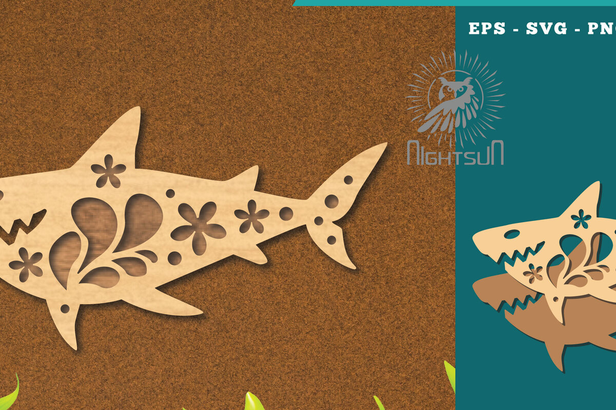 Intra απο ξύλο plywood  Χρώμα wenge 3mm-4mm πάχος - Flowers Shark Decoration 4 Δίασταση 20x20 cm INTRAFABR-66096824