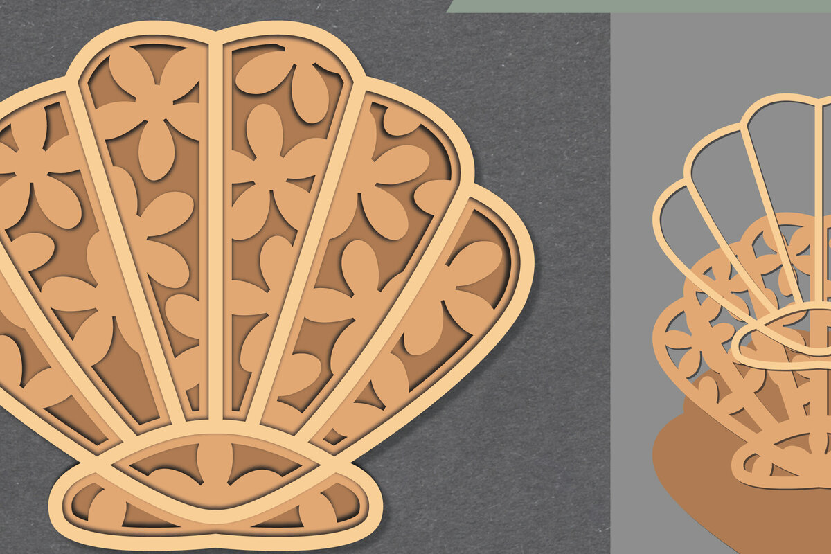 Intra απο ξύλο plywood  Χρώμα wenge 3mm-4mm πάχος - Flowers Shell Lasercut Decoration Δίασταση 20x20 cm INTRAFABR-66196312