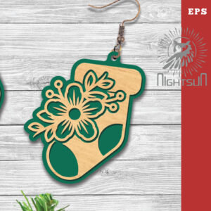 Intra απο ξύλο plywood  Χρώμα wenge 3mm-4mm πάχος - Λουλούδια Κάλτσα Σκουλαρίκια κομμένα με λέιζερ Δίασταση 3x3 cm INTRAFABR-110703783