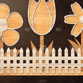 Intra απο ξύλο plywood  Χρώμα wenge 3mm-4mm πάχος - Διακόσμηση βάσης λουλουδιών με λέιζερ Δίασταση 20x20 cm INTRAFABR-111016499 - Image 1