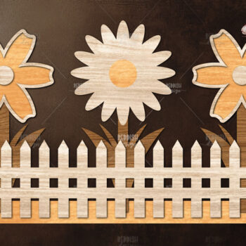 Intra απο ξύλο plywood Χρώμα wenge 3mm-4mm πάχος - Διακόσμηση βάσης λουλουδιών με λέιζερ Δίασταση 20x20 cm INTRAFABR-96908893 - Image 1