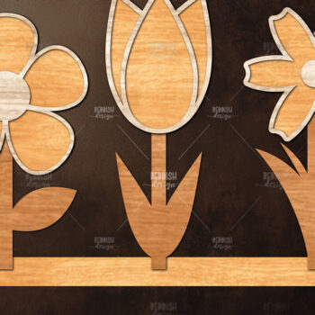 Intra απο ξύλο plywood Χρώμα wenge 3mm-4mm πάχος - Διακόσμηση βάσης λουλουδιών με λέιζερ Δίασταση 20x20 cm INTRAFABR-122607175 - Image 1