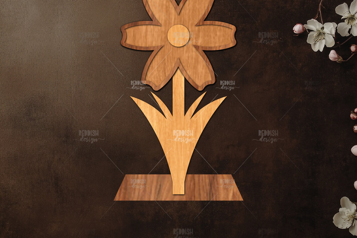 Intra απο ξύλο plywood  Χρώμα wenge 3mm-4mm πάχος - Διακόσμηση βάσης λουλουδιών με λέιζερ Δίασταση 20x20 cm INTRAFABR-68718820