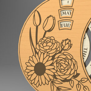 Intra απο ξύλο plywood  Χρώμα wenge 3mm-4mm πάχος - Λουλούδια . Στρογγυλό Διαρκές Ημερολόγιο Δίασταση 30x20 cm INTRAFABR-64827224