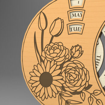 Intra απο ξύλο plywood Χρώμα wenge 3mm-4mm πάχος - Λουλούδια . Στρογγυλό Διαρκές Ημερολόγιο Δίασταση 30x20 cm INTRAFABR-64827224 - Image 1