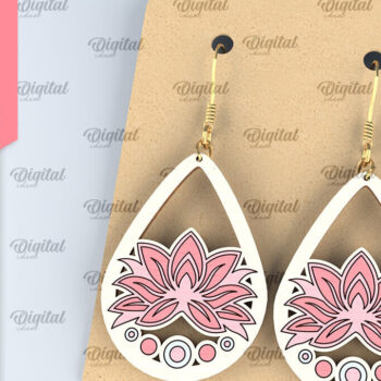 Intra απο ξύλο plywood  Χρώμα wenge 3mm-4mm πάχος - Λουλούδια Σκουλαρίκια δάκρυ κομμένα με λέιζερ Δίασταση 3x3 cm INTRAFABR-70667147 - Image 1