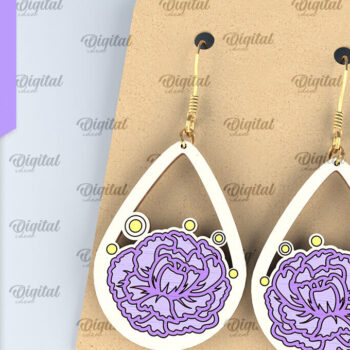 Intra απο ξύλο plywood Χρώμα wenge 3mm-4mm πάχος - Λουλούδια Σκουλαρίκια δάκρυ κομμένα με λέιζερ Δίασταση 3x3 cm INTRAFABR-70667169 - Image 1