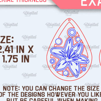 Intra απο ξύλο plywood Χρώμα wenge 3mm-4mm πάχος - Λουλούδια Σκουλαρίκια δάκρυ κομμένα με λέιζερ Δίασταση 3x3 cm INTRAFABR-70667270 - Image 2