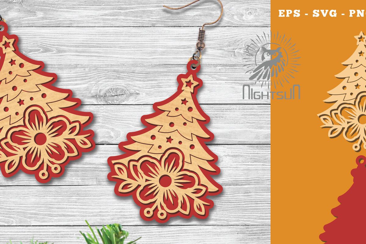 Intra απο ξύλο plywood  Χρώμα wenge 3mm-4mm πάχος - Σκουλαρίκια κομμένα με λέιζερ Flowers Tree Δίασταση 3x3 cm INTRAFABR-70667297