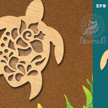 Intra απο ξύλο plywood  Χρώμα wenge 3mm-4mm πάχος - Flowers Turtle Decoration 5 Δίασταση 20x20 cm INTRAFABR-70667365 - Image 1