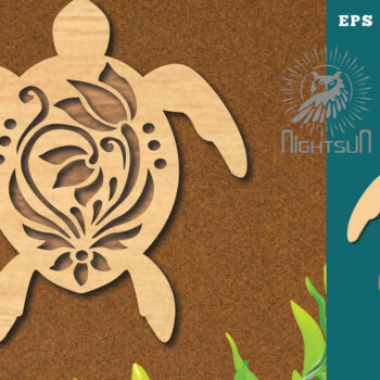 Intra απο ξύλο plywood  Χρώμα wenge 3mm-4mm πάχος - Flowers Turtle Decoration 6 Δίασταση 20x20 cm INTRAFABR-70667373 - Image 1