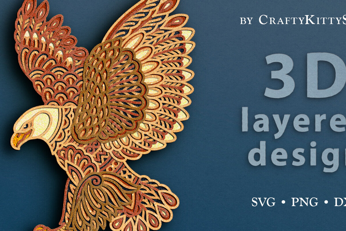 Intra απο ξύλο plywood  Χρώμα wenge 3mm-4mm πάχος - περικοπής 3D Layer Flying Bald Eagle Δίασταση 30x20 cm INTRAFABR-70654521