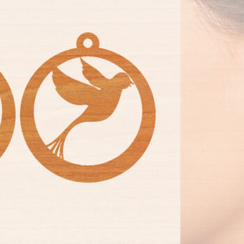 Intra απο ξύλο plywood  Χρώμα wenge 3mm-4mm πάχος - Ξύλινα σκουλαρίκια Flying Bird Δίασταση 3x3 cm INTRAFABR-62439435 - Image 1