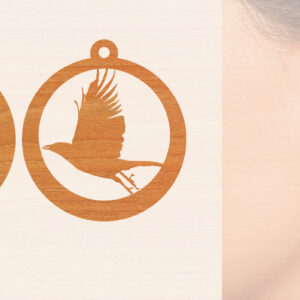 Intra απο ξύλο plywood  Χρώμα wenge 3mm-4mm πάχος - Ξύλινα σκουλαρίκια Flying Bird Δίασταση 3x3 cm INTRAFABR-30003400