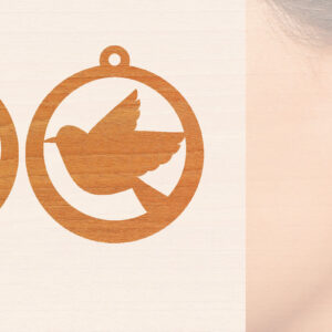 Intra απο ξύλο plywood  Χρώμα wenge 3mm-4mm πάχος - Ξύλινα σκουλαρίκια Flying Bird Δίασταση 3x3 cm INTRAFABR-93574679