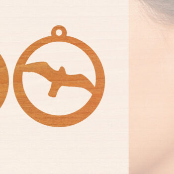 Intra απο ξύλο plywood  Χρώμα wenge 3mm-4mm πάχος - Ξύλινα σκουλαρίκια Flying Bird Δίασταση 3x3 cm INTRAFABR-32869497 - Image 1