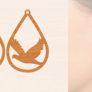 Intra απο ξύλο plywood  Χρώμα wenge 3mm-4mm πάχος - Ξύλινα σκουλαρίκια Flying Bird Δίασταση 3x3 cm INTRAFABR-32869465