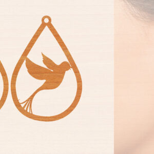 Intra απο ξύλο plywood  Χρώμα wenge 3mm-4mm πάχος - Ξύλινα σκουλαρίκια Flying Bird Δίασταση 3x3 cm INTRAFABR-96245693