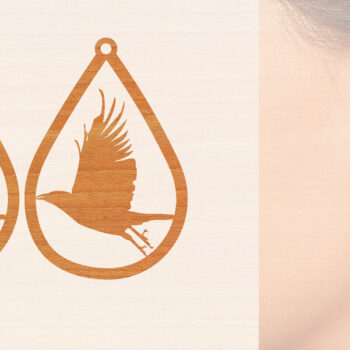 Intra απο ξύλο plywood  Χρώμα wenge 3mm-4mm πάχος - Ξύλινα σκουλαρίκια Flying Bird Δίασταση 3x3 cm INTRAFABR-80727145 - Image 1