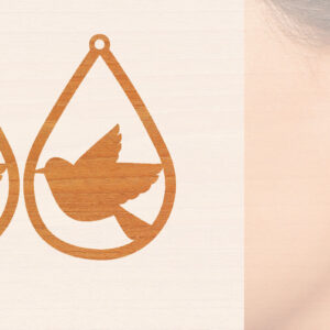 Intra απο ξύλο plywood  Χρώμα wenge 3mm-4mm πάχος - Ξύλινα σκουλαρίκια Flying Bird Δίασταση 3x3 cm INTRAFABR-111885151