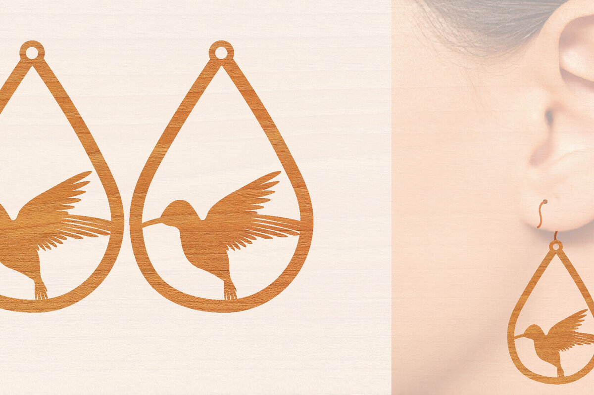 Intra απο ξύλο plywood  Χρώμα wenge 3mm-4mm πάχος - Ξύλινα σκουλαρίκια Flying Bird Δίασταση 3x3 cm INTRAFABR-110623924