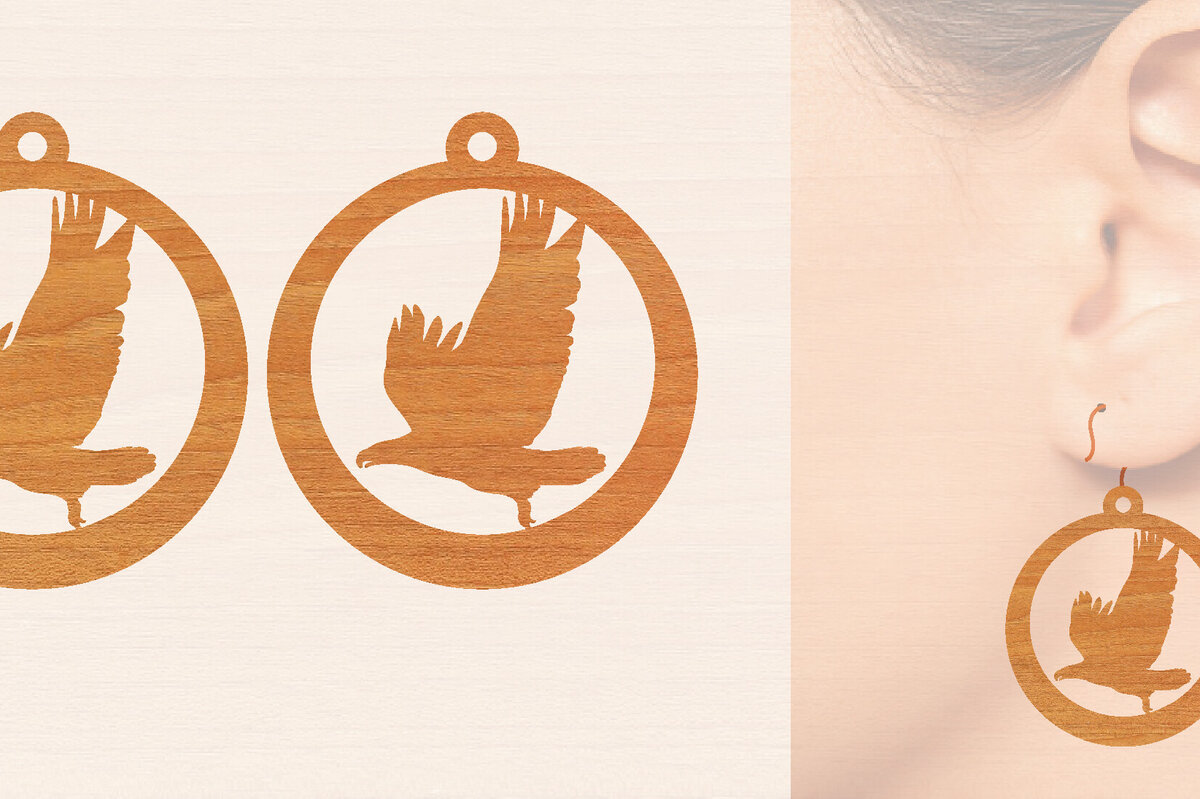 Intra απο ξύλο plywood  Χρώμα wenge 3mm-4mm πάχος - Ξύλινα σκουλαρίκια Flying Bird Δίασταση 3x3 cm INTRAFABR-112667951