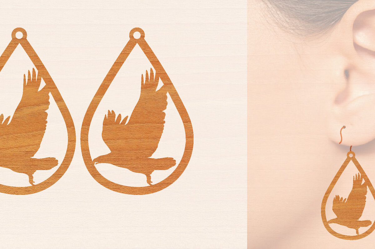 Intra απο ξύλο plywood  Χρώμα wenge 3mm-4mm πάχος - Ξύλινα σκουλαρίκια Flying Bird Δίασταση 3x3 cm INTRAFABR-33159008