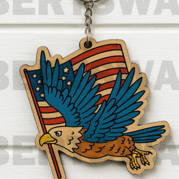 Intra απο ξύλο plywood  Χρώμα wenge 3mm-4mm πάχος - Μπρελόκ Flying Eagle Δίασταση 4x4 cm INTRAFABR-112220999 - Image 1