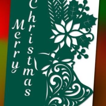 Intra απο ξύλο plywood  Χρώμα wenge 3mm-4mm πάχος - Διπλώστε το πρότυπο Χαρούμενα Χριστούγεννας Δίασταση 5x7 cm INTRAFABR-106558973 - Image 1