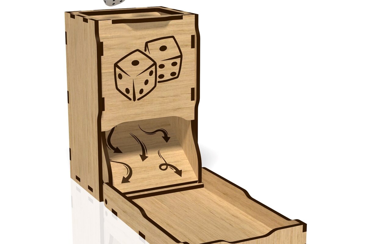 Intra απο ξύλο plywood  Χρώμα wenge 3mm-4mm πάχος - Πτυσσόμενα ζάρια, Dice Tower, κοπής με λέιζερ Δίασταση 20x20 cm INTRAFABR-40221017