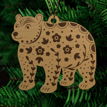 Intra απο ξύλο plywood  Χρώμα wenge 3mm-4mm πάχος - Λαϊκό στολίδι αρκούδας | Ρουστίκ Σχέδιο | CNC Δίασταση 6x6 cm INTRAFABR-103200466 - Image 1