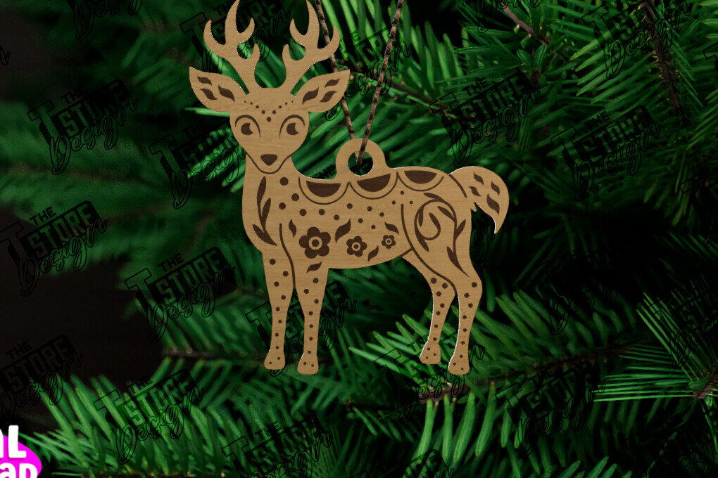 Intra απο ξύλο plywood  Χρώμα wenge 3mm-4mm πάχος - Λαϊκό στολίδι ελαφιού | Ρουστίκ Σχέδιο | CNC Δίασταση 6x6 cm INTRAFABR-41140137