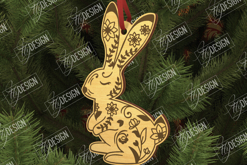 Intra απο ξύλο plywood  Χρώμα wenge 3mm-4mm πάχος - Λαϊκό στολίδι Λαγού | Ρουστίκ Σχέδιο | CNC Δίασταση 6x6 cm INTRAFABR-107557634