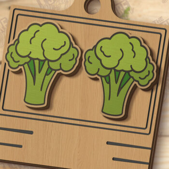 Intra απο ξύλο plywood  Χρώμα wenge 3mm-4mm πάχος - Food Stud Σκουλαρίκια | Λαχανικά Δίασταση 3x3 cm INTRAFABR-105586819 - Image 1